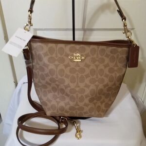 Coach Sig City BCKT Tote Bag Shoulder Bag Canvas Leather Im/Tan/Brown/Gold NWT